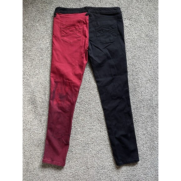 Royal Bones Size 15 Red Black Pants Jeans Stretch Daang Goodman Goth Punk - Picture 2 of 8